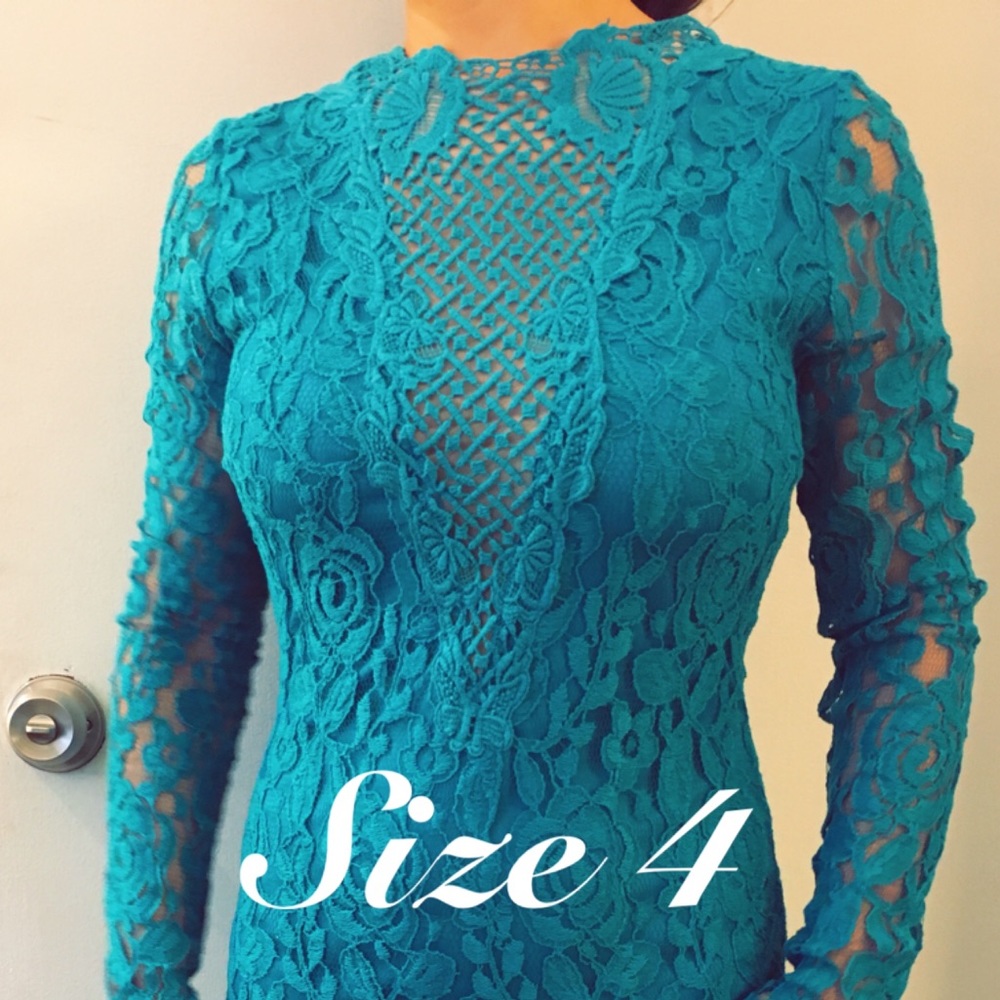 Blue,aqua midi lace dress - Picture 6 of 6